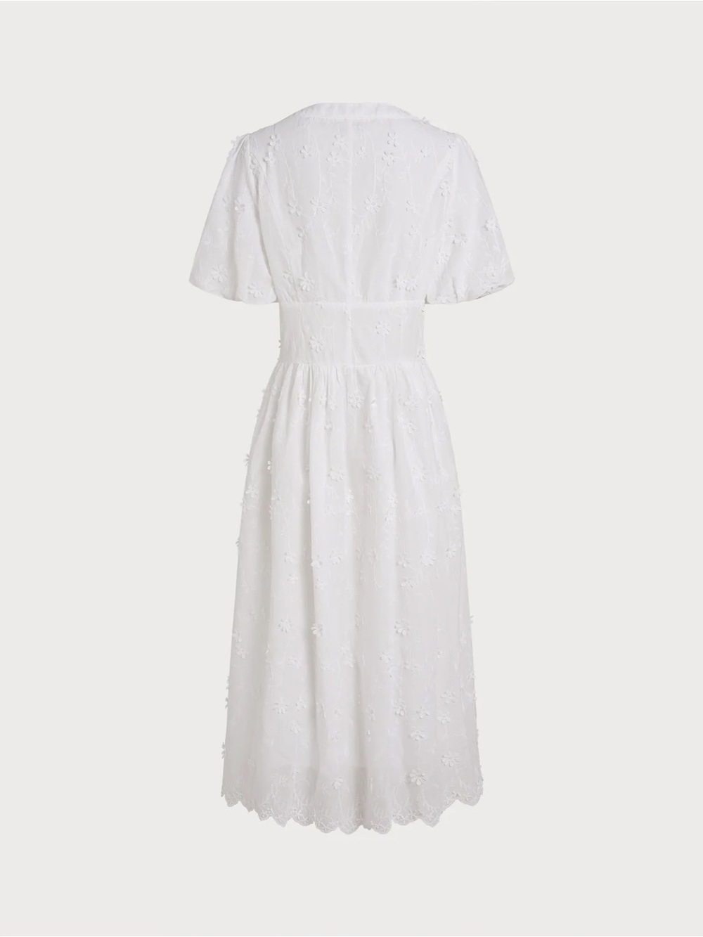Rihoas White Round Neck Floral Midi Dress - Picture 7 of 9